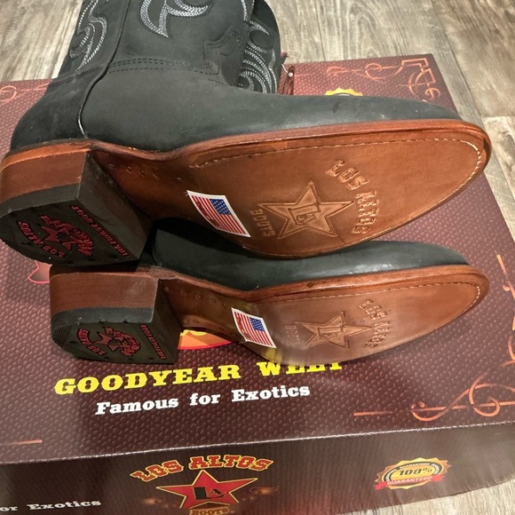 NWT Los Altos Black Leather Western Boots Size 6 - Picture 15 of 16